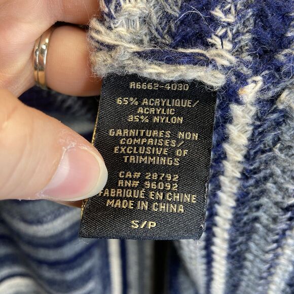 Renuar Women's Size Small Two Piece Sweater Set Blue Striped Layered Acrylic Set - Picture 8 of 10